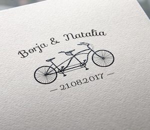 sellos de boda con bicicleta tandem
